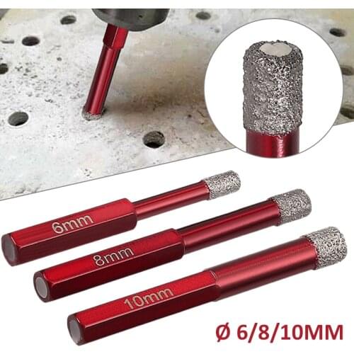 3pcs 6/8/10mm Hex Shank Dry Diamond Tile Marble Porcelain Stoneware Drill Bits Hole Saws Cutter Tool