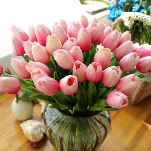 30Pcs/Lot PU Tulip Artificial Flowers Bouquet Decorative Silk Flowers Wedding Indoor Holiday Decoration Latex Fake Flower