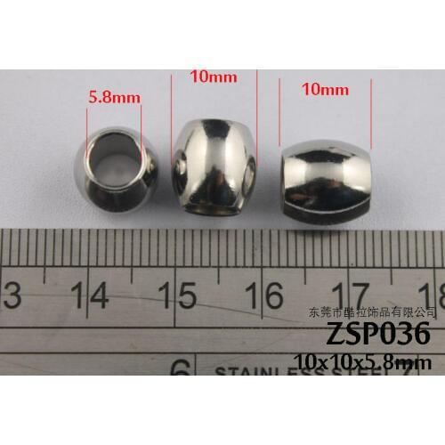 5.8mm hole 10mm oval smooth 316L stainless steel beads bracelet necklace accessories jewelry DIY parts 100pcs ZSP036