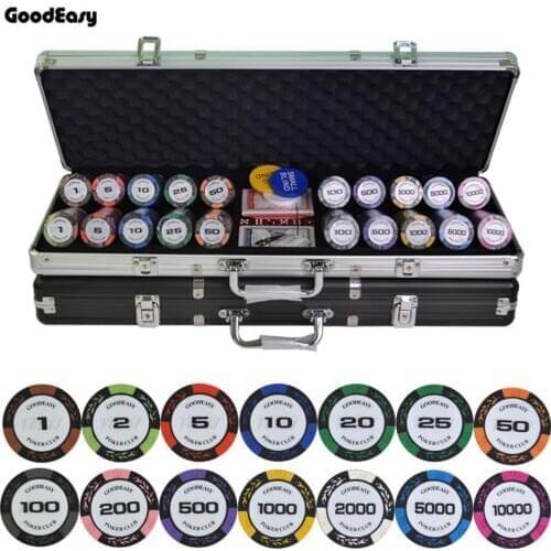 500Pcs/Set Clay Poker Chips Sets Wheat Poker Chips Colorful Clay Chip Texas Hold'em Chips Sets Metal Box Entertainment 14g/pcs