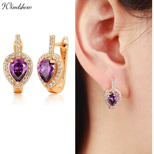6Colors Pear AAA CZ w/ White CZ Around Gold Color Teardrop Huggies Small Hoop Earrings for Women Jewelry boucle d'oreille