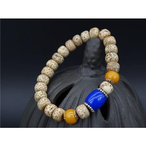 9x7mm Star & Moon Bodhi Blue Beads Tibetan Buddhism Bracelet