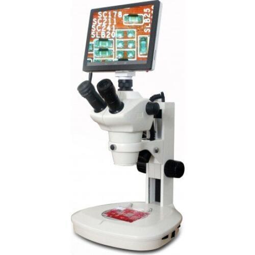 AmScope 8X-50X Track Stand LED Light Stereo Zoom Parfocal Trinocular TouchPad Microscope