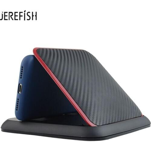 Carbon Fiber Car Phone Holder Dashboard Universal 3 to 7 inch Mobile Phone Clip Mount Bracket For iPhone 12 X MAX GPS Stand