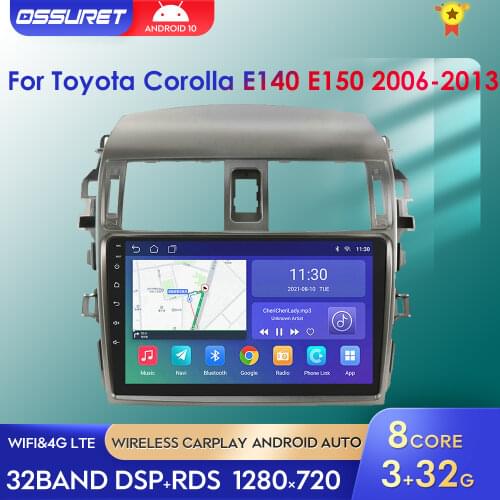 Android 10 Car Radio Multimidia GPS NAVI Player For Toyota Corolla E140 E150 2006-2013 Car Stereo Audio Double Din TPMS DVR