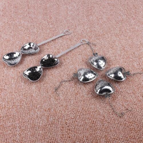 Free shipping 500pcs/lot Heart Shaped tea infuser Mesh Ball Stainless Strainer Herbal Locking Tea Infuser Spoon Filter