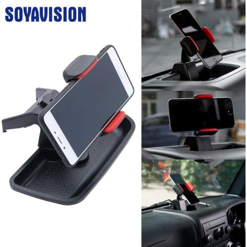 Black ABS Cell Mobile Phone Ipad Holder Car GPS Bracket Dash Mount Holder Storage Organizer Box for Jeep Wrangler JK 2012-2017