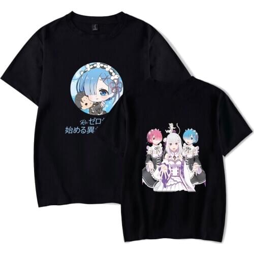 Anime Re:zero Twin sisters maid Ram and Rem Printed T shirt Men Women Casual t shirts Summer Short sleeve tshirt Tee Clothing