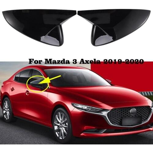 Glossy Black Rearview Mirror Cover Door Side Wing Mirror Caps Trim Shell for Mazda 3 Axela 2019 2020