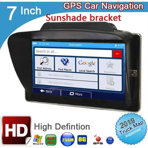 7 inch truck GPS Navigation DDR 256M 8GB MTK CE6.0 gps navigator maps for navitel/ espanol/Europe/USA/spanish with sunshade