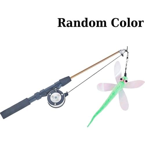 Interactive Cat Fishing Pole Retractable Cat Teaser Wand Cat Wand Toy For Cats Caterpillar Worm Shape Toy For Kitten Cat Pet