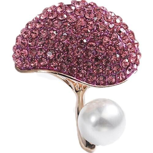 Creative cute diamond-studded mushroom brooch badge pin alloy full diamond pearl corsage jewelry costume dress coat accessories