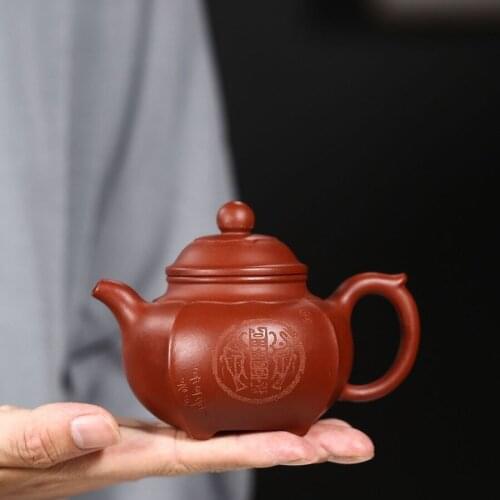 On big sales real yixing zisha dahongpao clay original ore marked handmade tea pot 220ml master kungfu pot in China purple grit