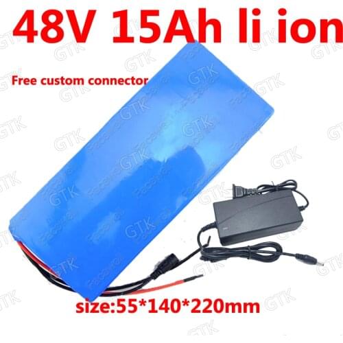 48V 15AH battery pack li ion lithium ion battery for 1500w 1000w electric bike scooter kit bicycle + 3A charger