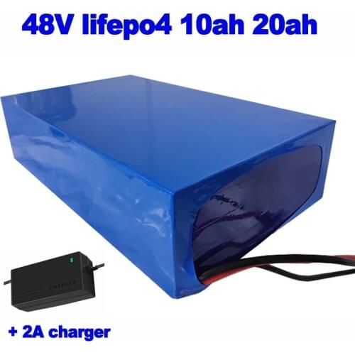 Lifepo4 LFP 48V 10ah 20ah lithium iron phosphate battery pack for citycoco scooter ebike lawn mower forklift AGV + 2A charger