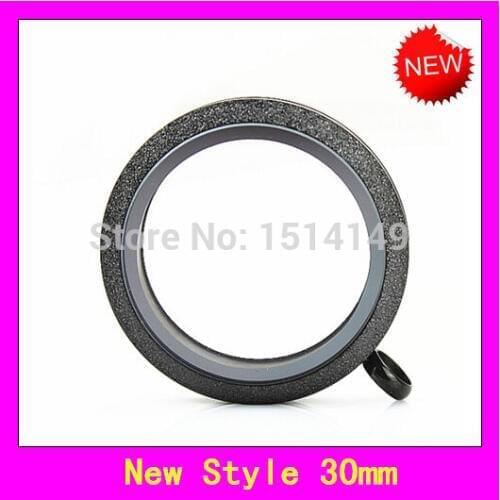 Newest black 30mm stainless steel floating locket screw twist sparkle floating charm lockets with glass