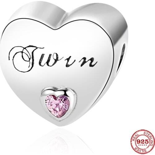 New Original European Silver Color Heart Twin Diy Bead Fit European Pandora Charms Bracelet Bangles Jewelry P273
