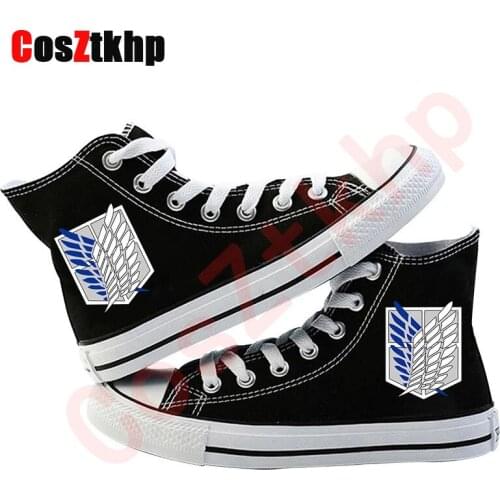 Japanese Anime Attack on Titan Cosplay Casual High Platform Shoes Shingeki No Kyojin Canvas Shoes For Girls Boys Sports Shoes