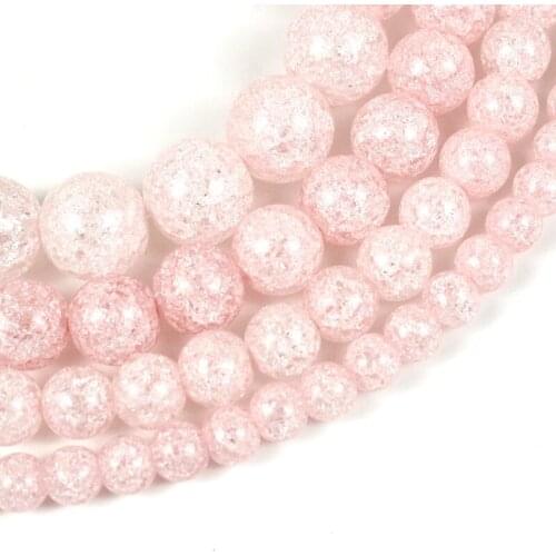 Wholesale Natural Light Pink Snow Cracked Crystal Stone Beads 6/8/10/12mm Pick Size for Jewelry DIY Making Necklace Bracelet