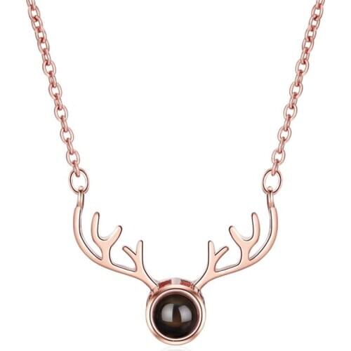 Sole Memory 100 Languages I Love You Hot Projection Visible 925 Sterling Silver Elk Clavicle Chain Female Necklace SNE425