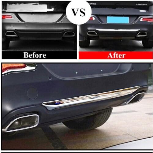 Fit For Jeep Cherokee 2014-2018 Chrome Rear Lower Bumper Lid Cover Protector Trim 1pcs