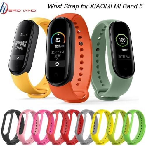 For Xiaomi Mi Band 5 Strap Silicone Wristband Replacement soft TPU Strap for mi band5 Bracelet on xiaomi miband 5 Wrist Strap