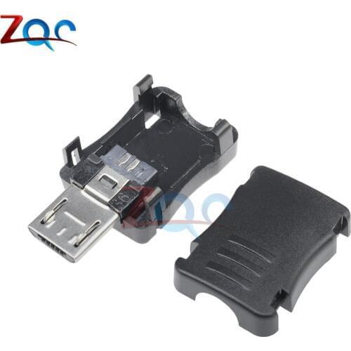 10PCS/Lot Micro USB 5 Pin T Port Male Plug Socket Connector with Plastic Cover DIY Kit