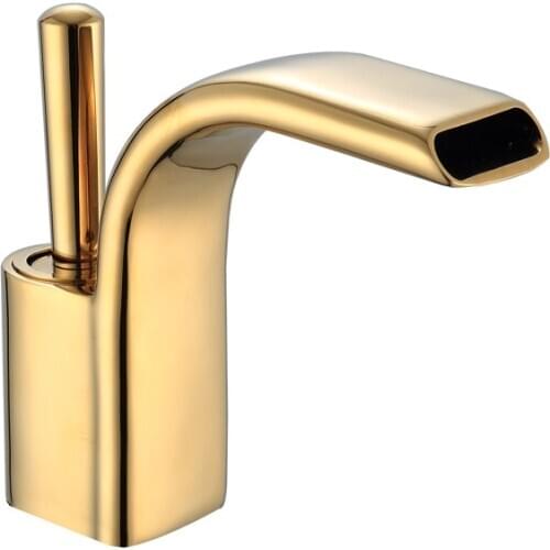 Basin Faucet New Style Bathroom Waterfall Faucet Golden Taps Washbasin Water Tap Sink Mixer Tap Multiple Colors Lavatory Faucets