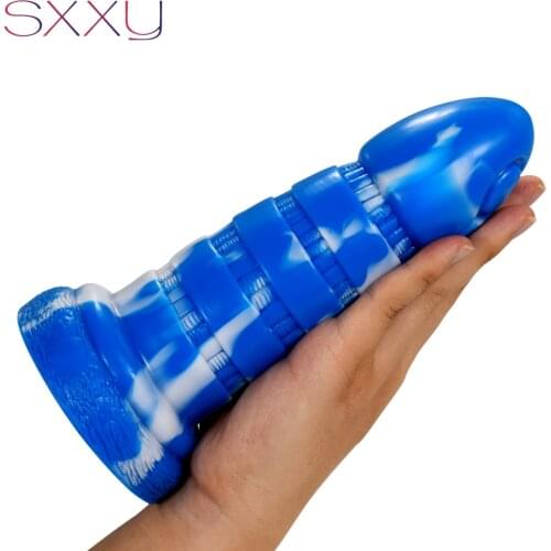 SXXY Big Anal Sex Toys 2.28" Thick Butt Plug for Female Anus Massage Dilator Fantasy Dildo Two Eyes Fish Head Penis with Bondage