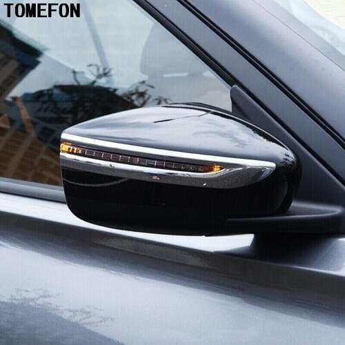 TOMEFON ABS Chrome Exterior Side Door Rear View Mirror Chrome Cover Strips Rearview Mirror Trim For Nissan Kicks 2016 2017 2018