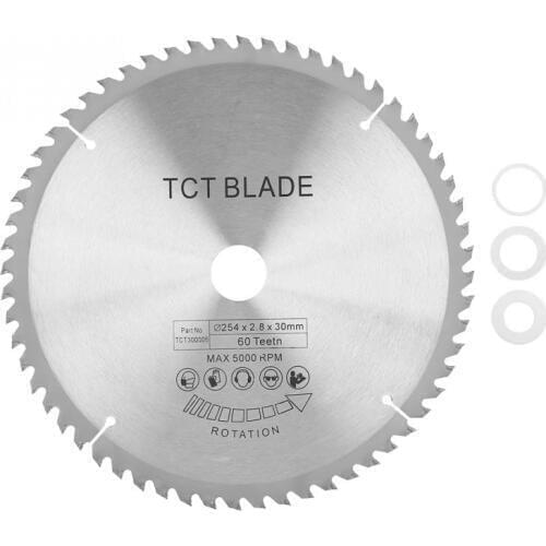 Carbide Circular Saw Blade TCT Cutting Disc for Metal Wood Plastic 254*30mm 60 Teeth with 3 Washer