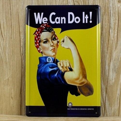 Vintage Tin Sign Retro Metal Bar Pub Poster,World War Ii Lady Girl We Can Do It ! 20x30CM
