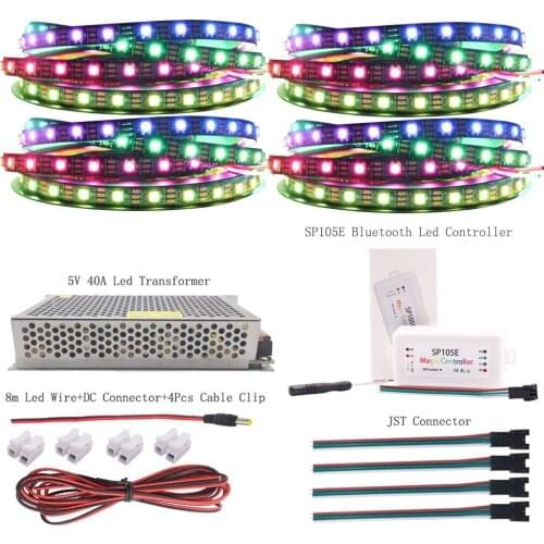 WS2812B 5050SMD RGB Led Strip Individually Addressable WS2812 IC SP105E Bluetooth Led ControIIer DC5V Transformer Power SuppIy