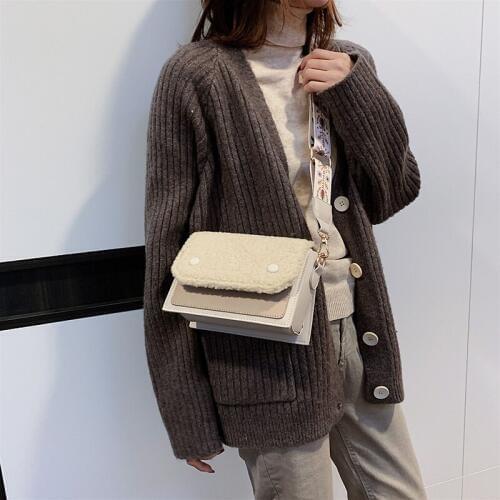 Women Shoulder Bag 2020 New Crossbody Bag Fashion Wild Small Square Plush Female Bag Mobile Phone Bag Wallet Wool