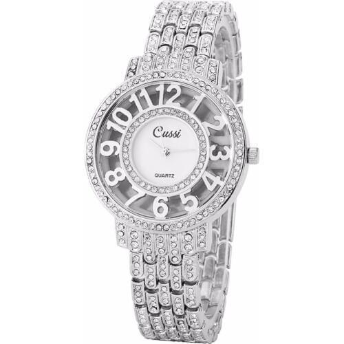 CUSSI 2018 Womens Watches Rose Gold Luxury Rhinestone Ladies Bracelet Watches Fashion Dress Quartz Wristwatch reloj mujer Gifts