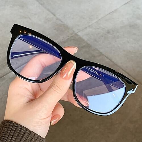 2021 New Vintage Square Blue Light Glasses Frame Women Fashion Transparent Computer Eyeglasses Female Retro Black Spectacles