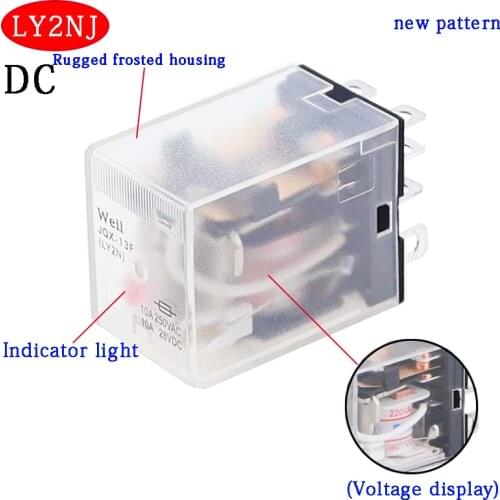 1Pc LY2NJ HH62P Electronic Micro Mini Electromagnetic Relay 10A 8PIN Coil DPDT DC 12V 24V 36V 48V 110V 220V