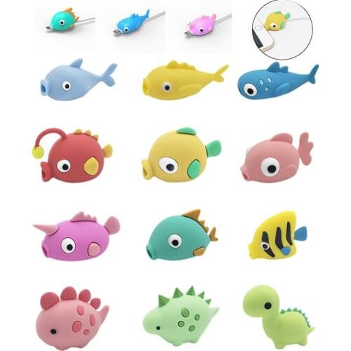 1Pcs Cute Animal Cable Protector Cord Wire Cartoon Protection Mini Silicone Cover Charging Cable Winder For Iphone Charger Cable