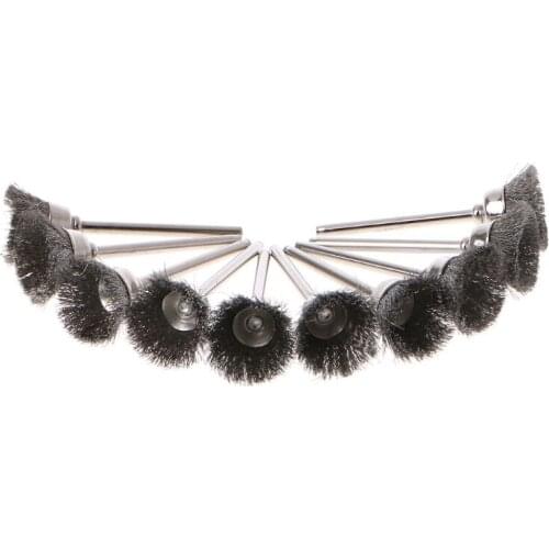 10pcs Cup Shape Steel Wire Wheel Brushes for Dremel Electric Tool Rust Cleaning Rotary Tool for The Engraver Abrasive Materials