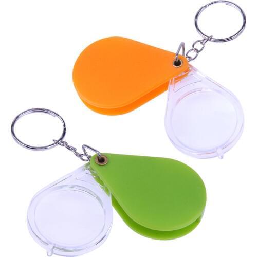 10X Plastic Portable Folding Magnifier Handheld Glass Lens Keychain Magnifying Glass Jewelry Magnifier Magnifying Tool