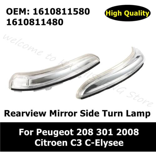 1610811580 1610811480 Side Turn Lamp Rearview Mirror Turn Signal For Peugeot 208 301 2008 For Citroen C3 C-Elysee