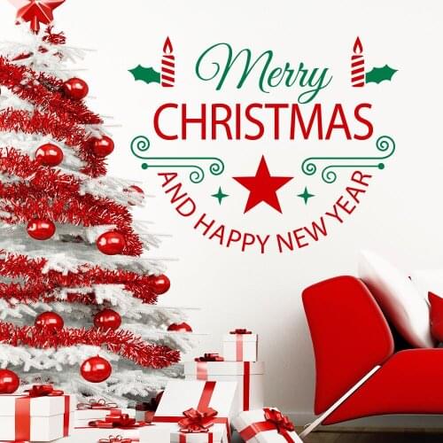 2018 Merry Christmas Art Wall Decals Window Decor Home Christmas Decor Wall Mural Beauty Colorful Wall Sticker Y-726