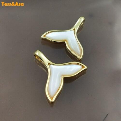 3pcsNatural Shell Fishtail Fishtail Pendant Necklace For Women Natural of Pearl White Shell Metal DIY Necklace Bracelet Jewelry