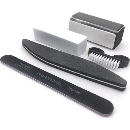 5pcs/set Nail Buffer Professional Sand Sponge Nail Files Manicure UV Gel Nails Polisher Set Brush Acrylic Nail Kit Salon Tools
