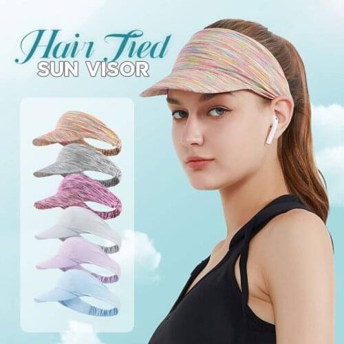 6 Colors Hair Tied Sun Visor Turban Brim Caps Slip On Design Pure Women Outdoor Exercise Medical Hair Loss Hijab Head Scarf