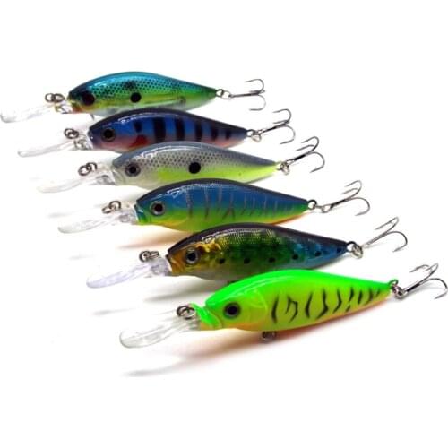 6Pcs Minnow Bait 11cm 12g With Tongue Lure Artificial Hard Fish Bait Crankbait Swim Vibration Fishing Tackle