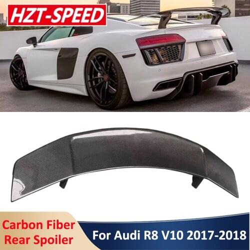 R8 V10 Real Carbon Fiber Material Back Wing Rear Trunk Spoiler For Audi Coupe Car Tuning 2017-2018 Modification