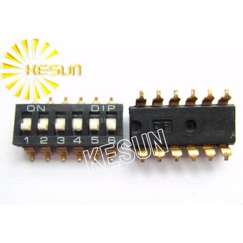 FREE SHIPPING 10PCSx China Quality KM-06 Black 6P SMT DIP Switch 2.54mm 6 Position IC Encoder Switch Slide Switch KM-06H