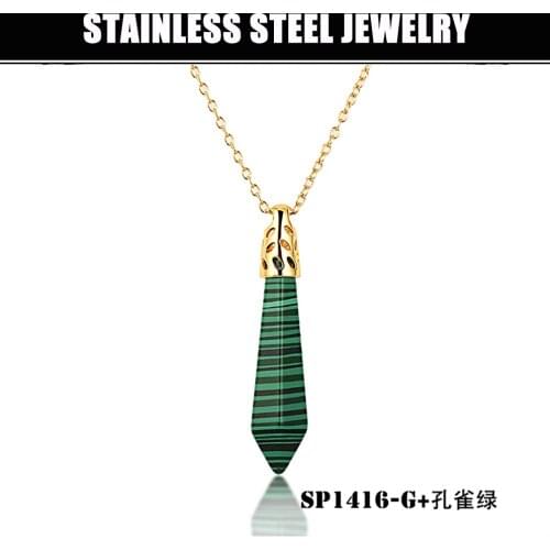 Free shipping lierzika copper new model green color lucky stone gold color necklace
