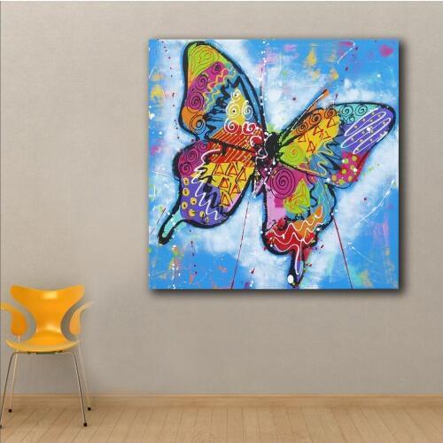 Large size Printing Oil Painting pop art Colorful butterflies wall canvas prints pictures for living room and bedroom No Frame